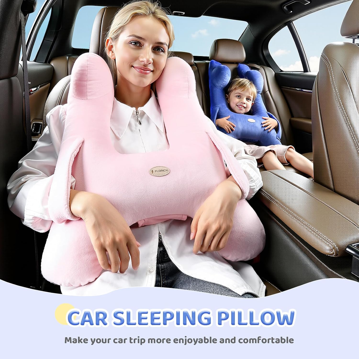 FLORICH Kids Travel Pillow, Car Sleeping Travel Pillow for Kids, Washable H-Shaped Pillow for Adults and Children to Support Head and…