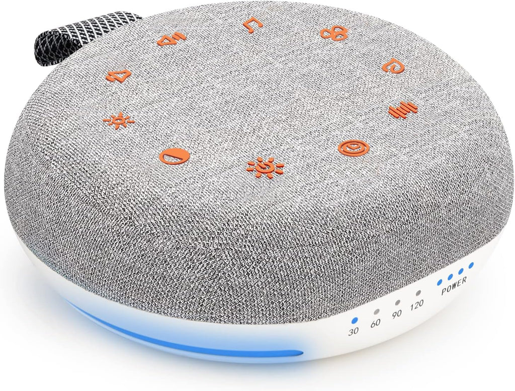 White Noise Machine, Portable Sound Machine with 40 Soothing Sounds, USB Rechargeable, Sleep Sound Timer & Night Light for Baby Kids Adults
