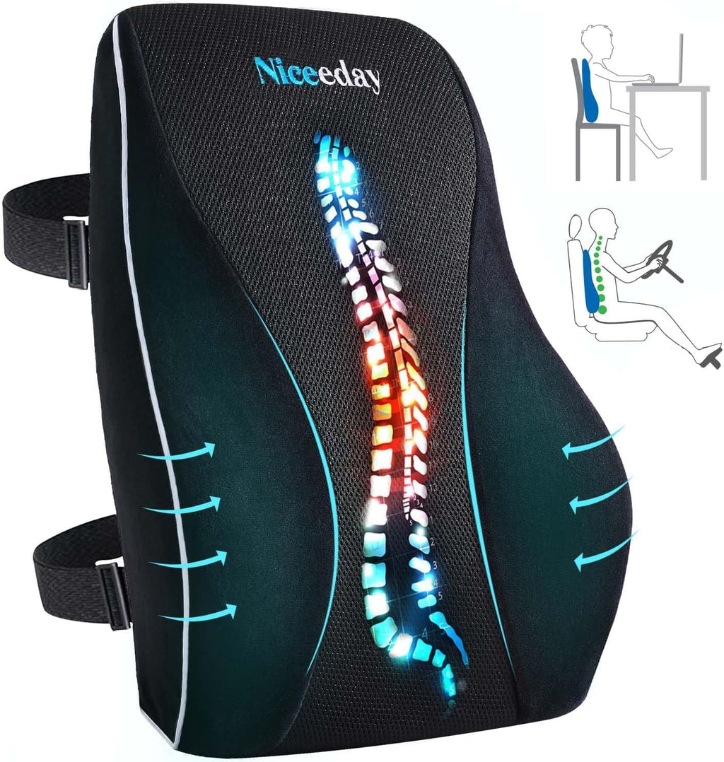 Niceedaybrand Niceeday Lumbar Support Pillow for Office Chair Car Back Support Pillow, Memory Foam Gaming Chair Desk Chair Back Cushion for…