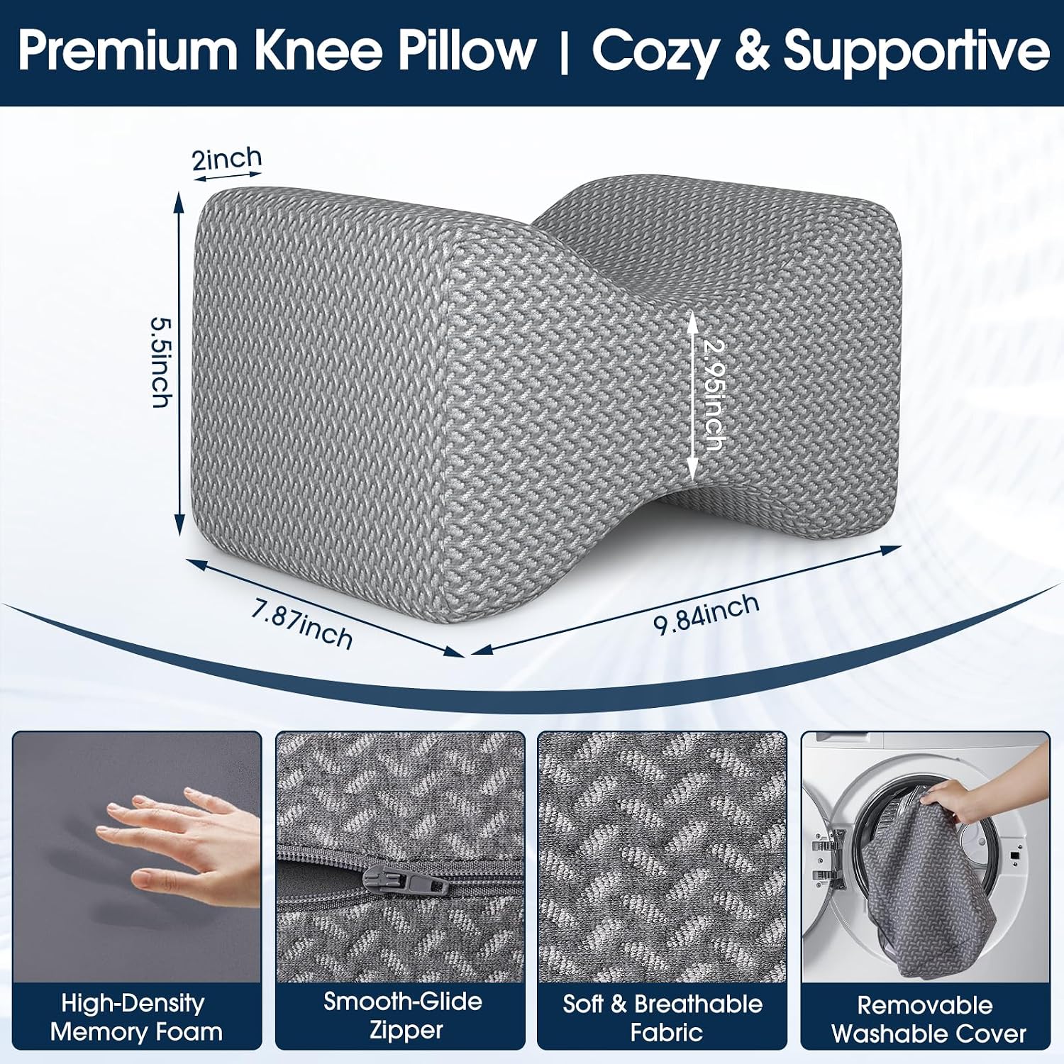 BlissTrends Memory Foam Knee Pillow, Knee Pillow for Side Sleepers, Leg Pillows for Sleeping Blood Circulation, Elevation Pillow for…