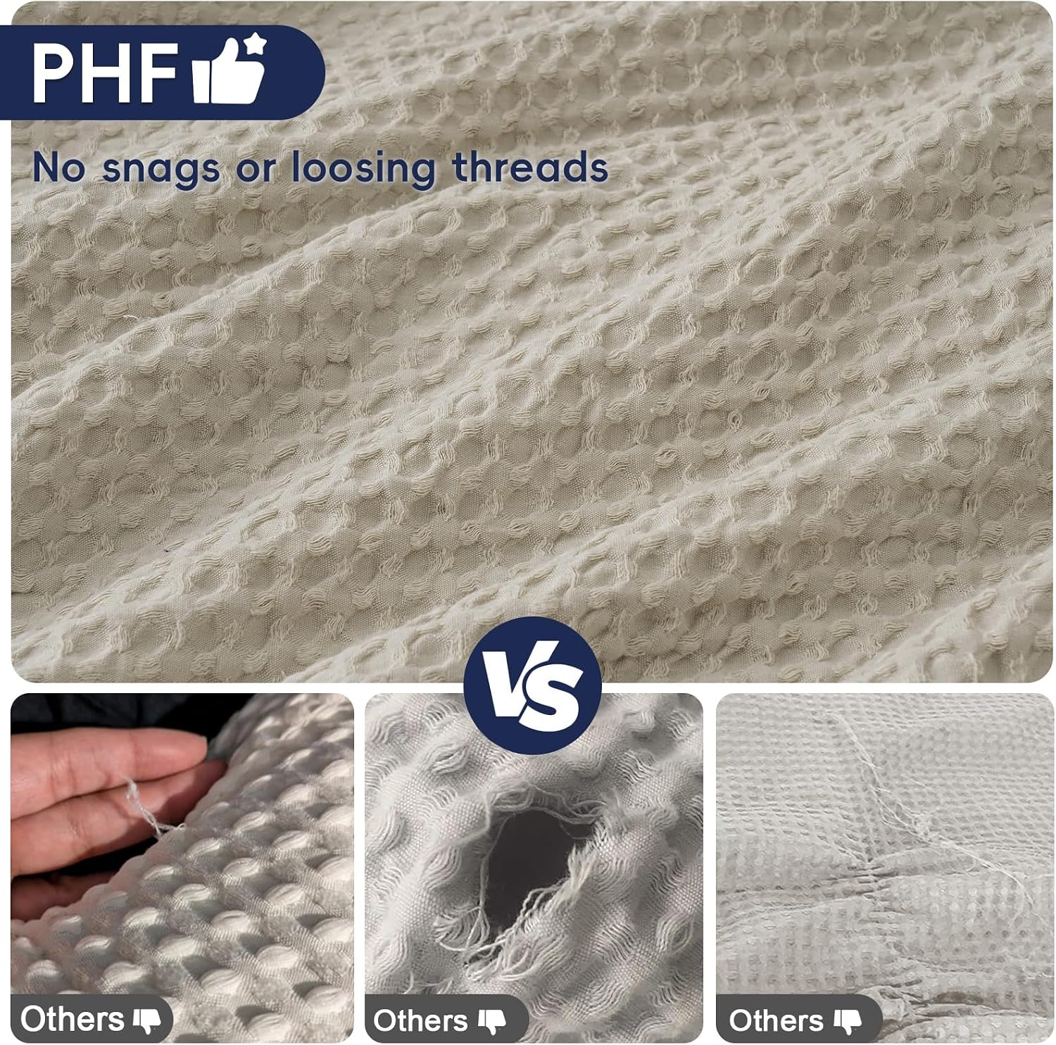 Phf Ultra Soft Waffle Weave Pillow Shams King Size, No Insert, 2 Pack 20" x 36" Pillowcases, Breathable & Skin-Friendly Pillow Cases, Stylis…