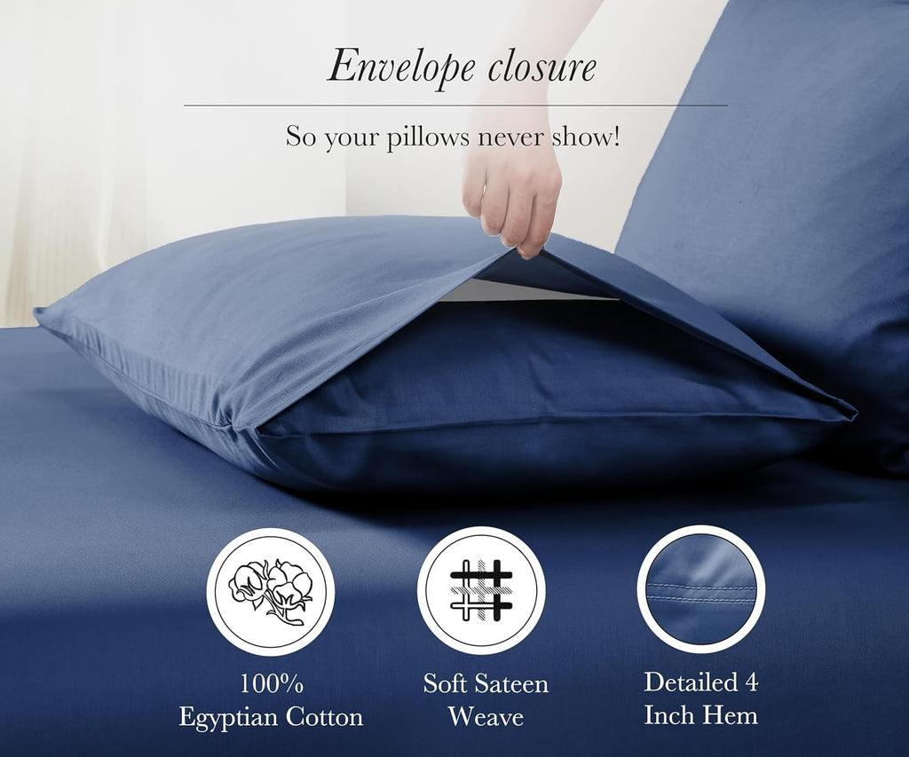 CaliforniaDesignDen California Design Den Pillow Cases Queen Size Set of 2-100% Egyptian Cotton Pillowcases Standard/Queen with Envelope Cl…