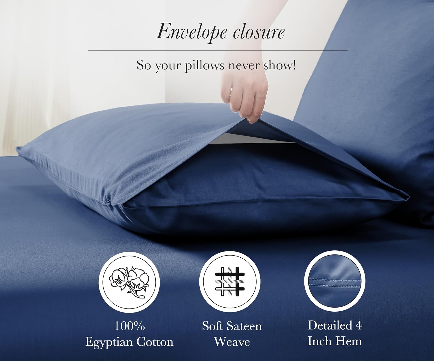 CaliforniaDesignDen California Design Den Pillow Cases Queen Size Set of 2-100% Egyptian Cotton Pillowcases Standard/Queen with Envelope Cl…