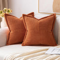 MIULEE Rust Decorative Throw Pillow Covers for Couch Bed Livingroom 12x12 Inch Set of 2 Boho Accent Throw Pllows Broadside Striped…