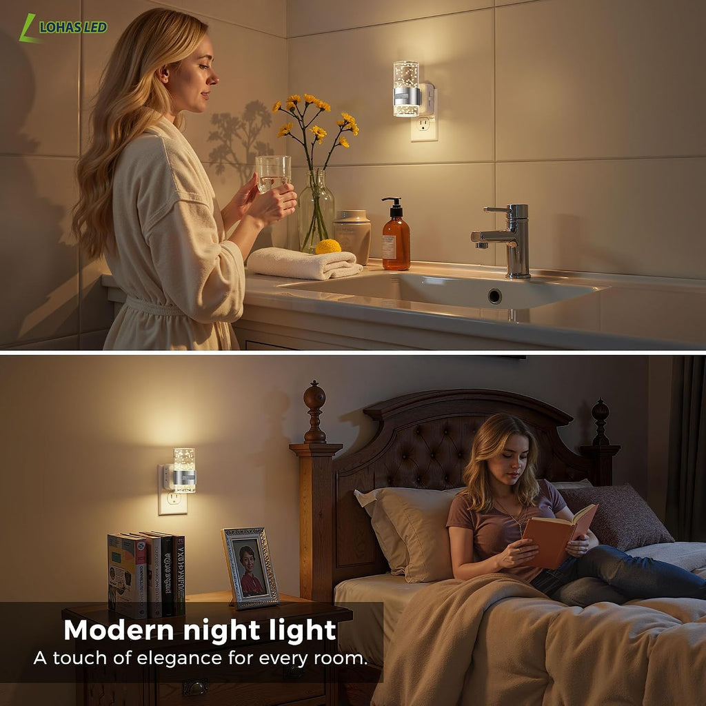 L LOHAS LED Motion Sensor Night Light, Dimmable Night Lights Plug into Wall, 3000K Night-Lights with 0-100 LM Adjustable, Acrylic Bubble…