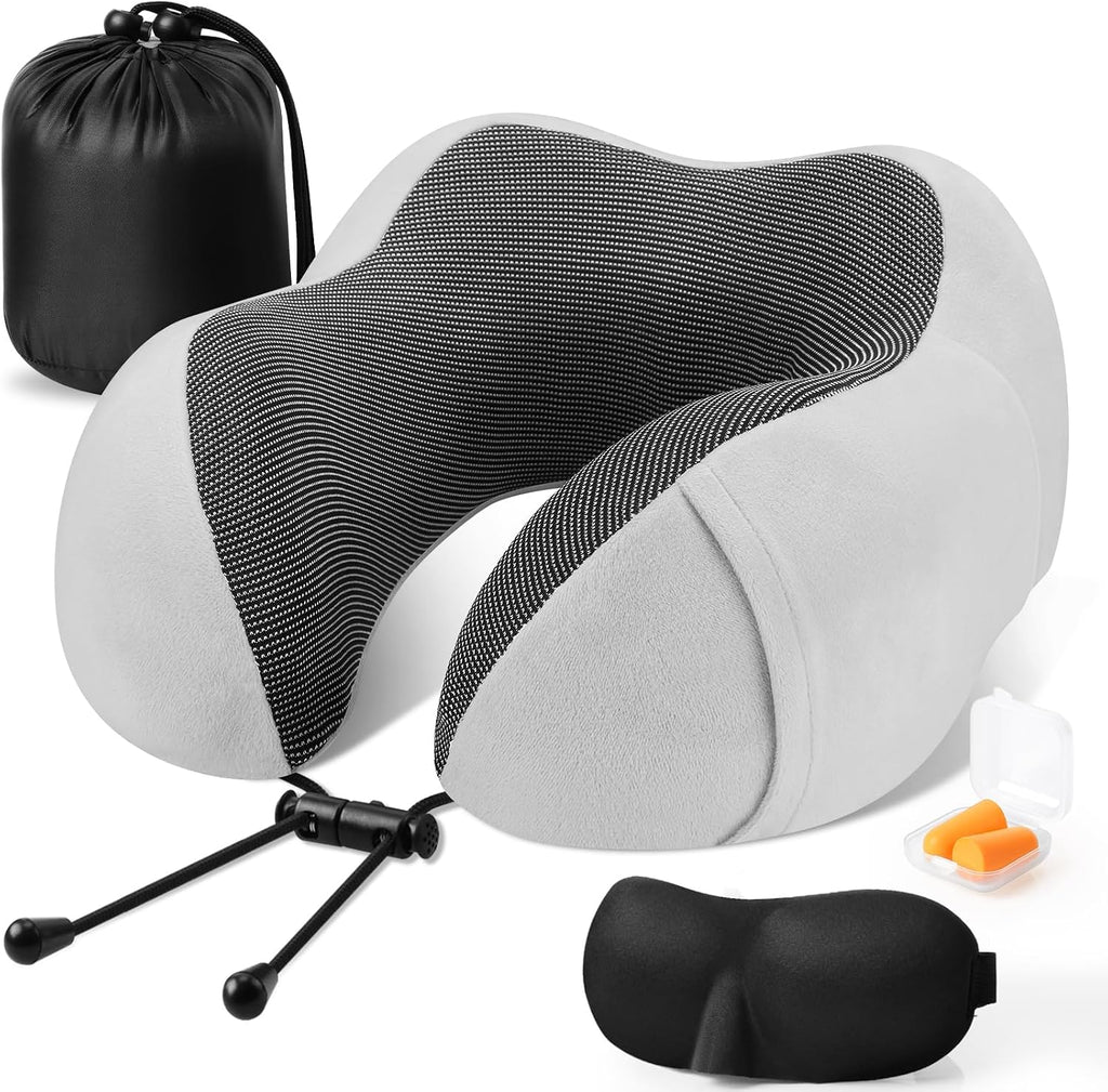 CloudBliss Travel Pillow Premium Memory Foam, Comfortable&Supportive Neck Pillow, Sleeping Neck Pillows for Travel, Airplane Pillow for…