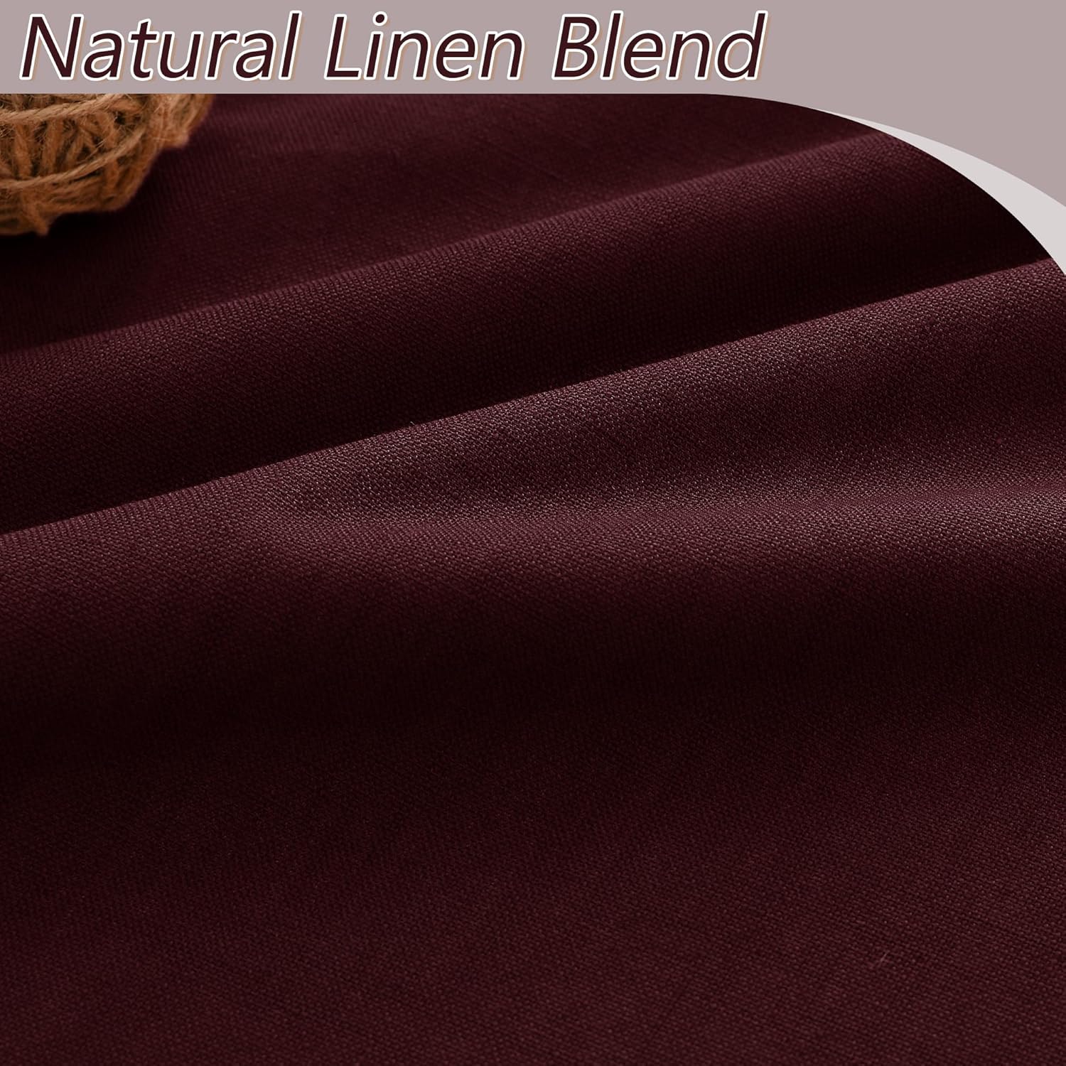 Guken Burgundy 100% Blackout Linen Curtains 102 Inch Length 2 Panels Set for Living Room Bedroom Back Tab Thermal Insulated Black Out Drape…