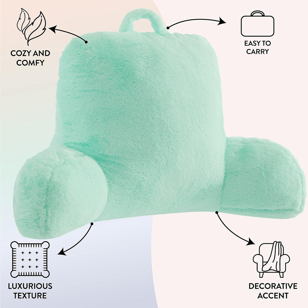Urban Lifestyle Rabbit Faux Fur Backrest Pillow, Mint