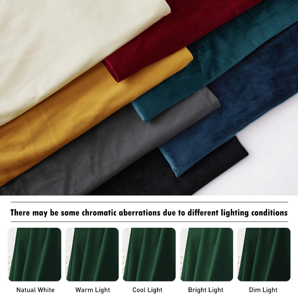 Rybhome RYB HOME Hunter Green Velvet Curtains for Bedroom Living Room, Thermal Insulated Privacy UV Heat Blocking Luxurious Soft Rod Pocket…
