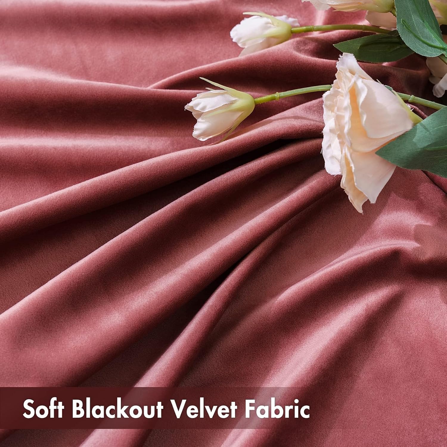 MIULEE Dusty Rose Pink Velvet Curtains Thermal Insulated Blackout Curtain Drapes for Bedroom Living Room Darkening 105 Inches Long…