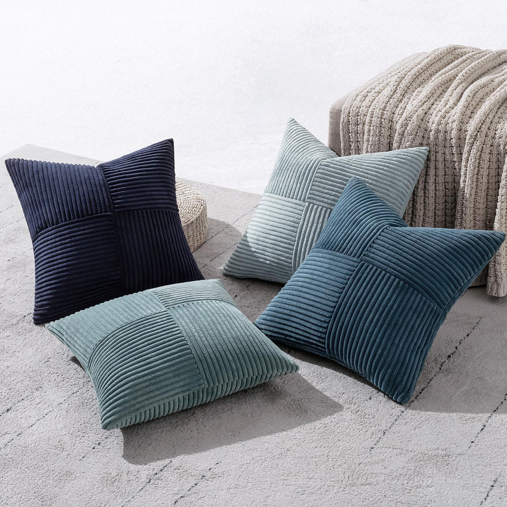 Miulee Dusty Blue Navy Farmhouse Throw Pillow Covers 20x20 Inch Set of 4 Boho Patchwork Gradient Cushion Cases Western Modern Pillow Cases…