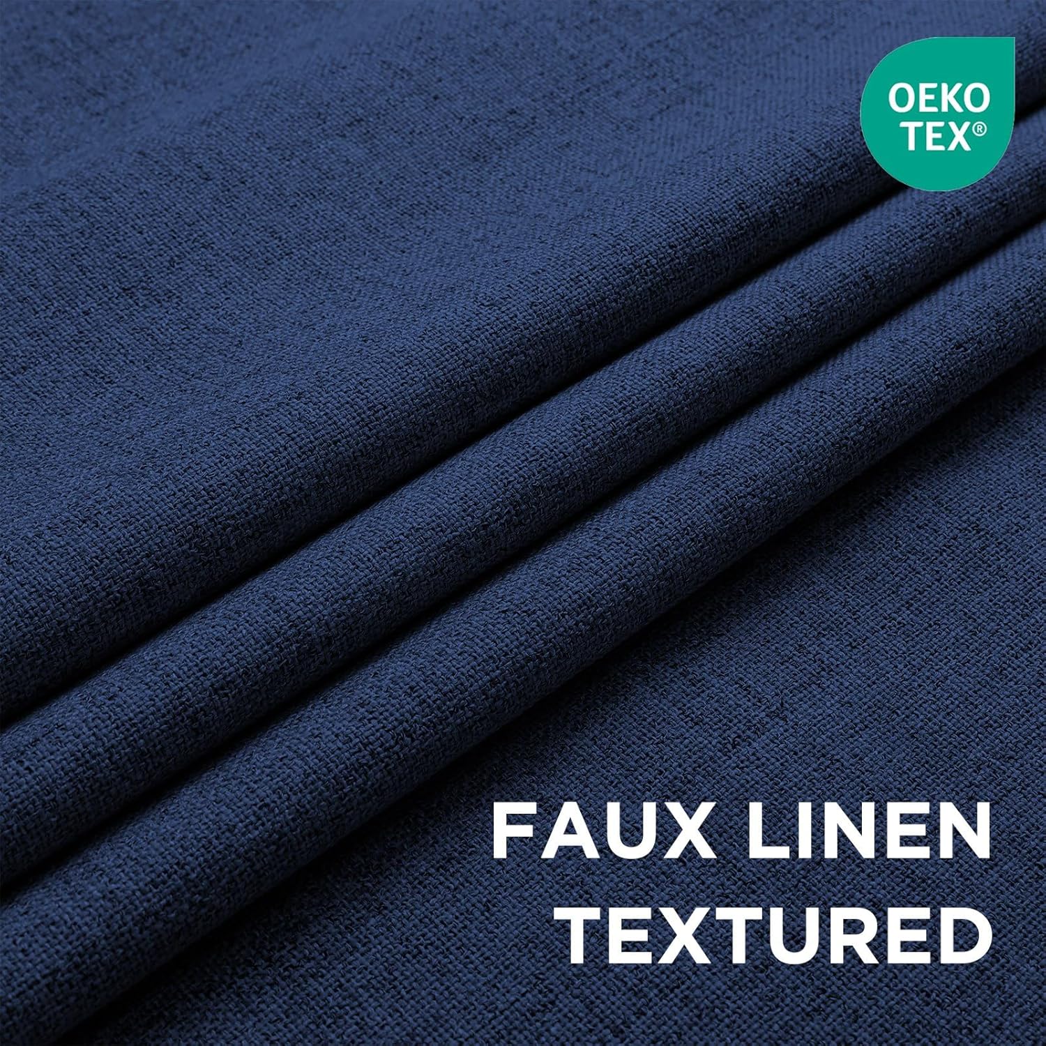 Cucraf 100% Blackout Curtains 90 inches Length 2 Panels Set, Room Darkening Linen Textured Curtain Grommet for Bedroom Living Room, Light B…