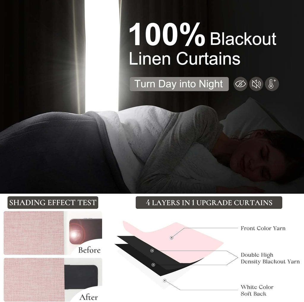 Qjmydeco Cute Baby Pink Extra Wide Curtains 70 Inches Wide for Grils Bedroom 2 Panels Set, Heavy Duty Pleated 84 Inch Long Linen Blackout Sl…