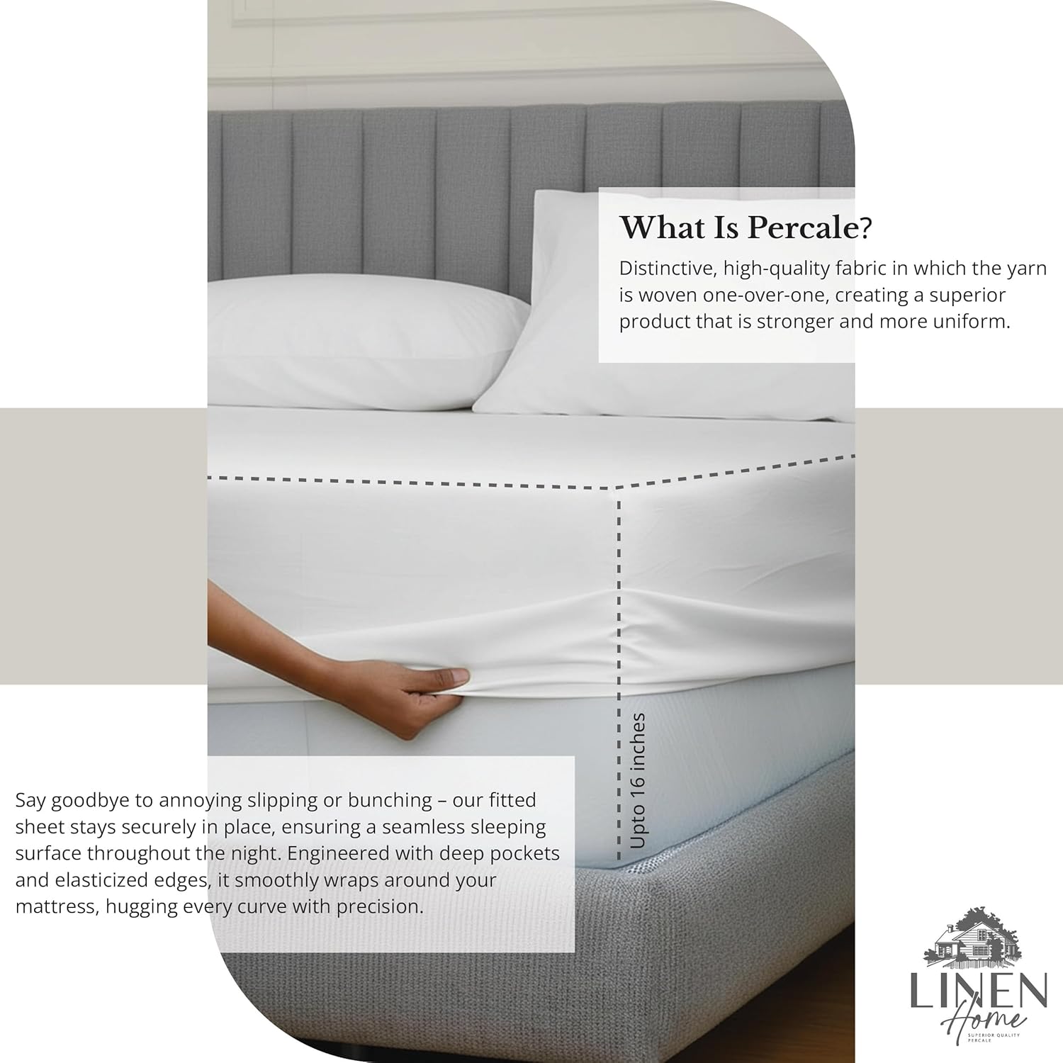 Linenhome Linen Home 6 Piece California King Sheet Set, 100% Cotton Percale, 4 Pillowcases, Deep Pocket with All Around Elastic Sheet, Cris…
