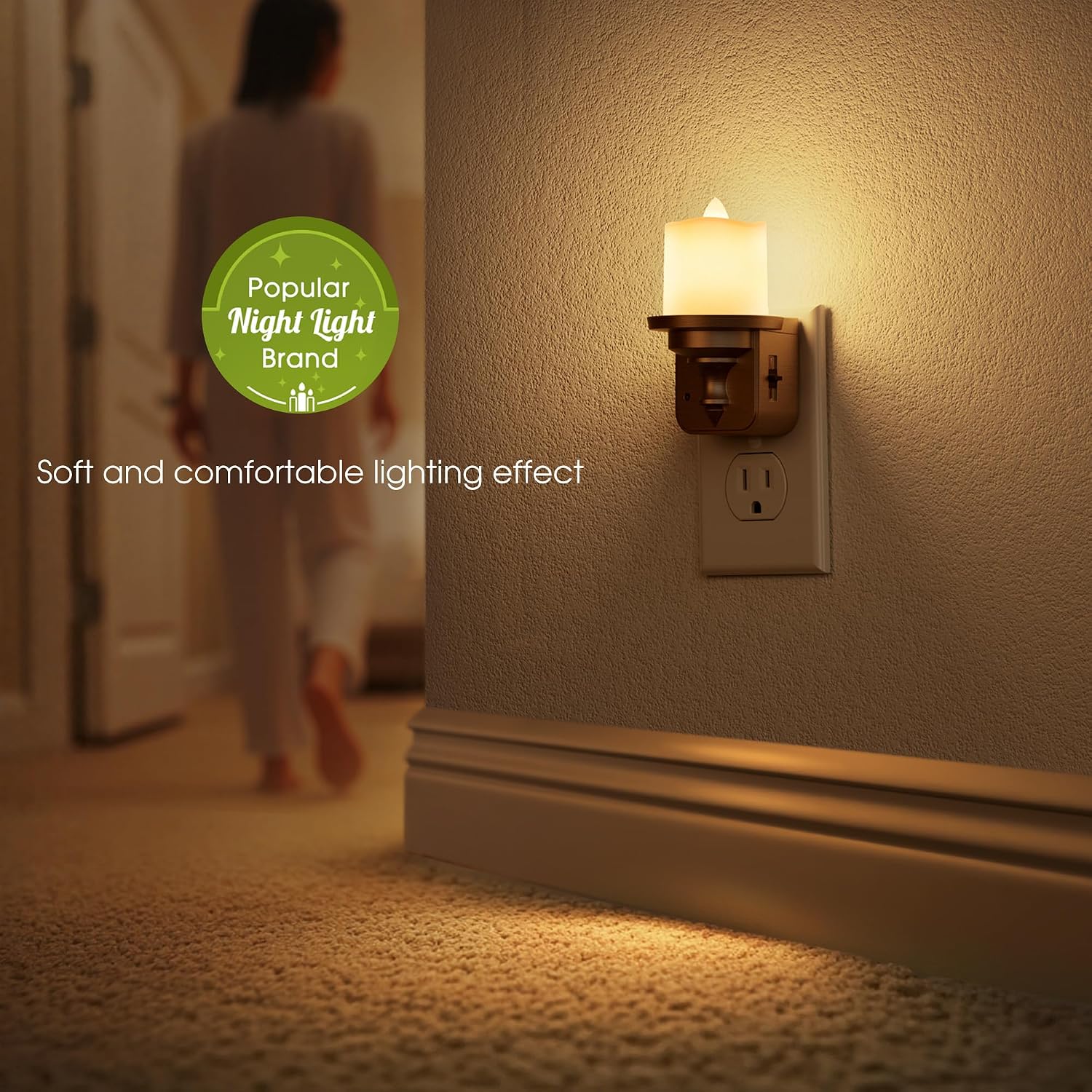 Briignite Candle Night Light, Night Lights Plug into Wall 2 Pack, LED Vintage Night Light with Light Sensor, 0-100LM Dimmable Nightlight…
