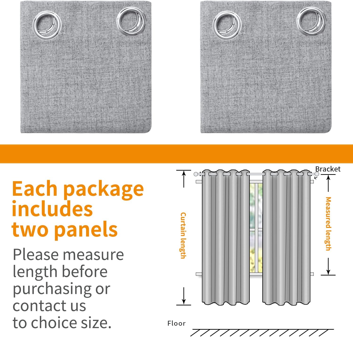 YoungsTex Grey Linen Blackout Curtains for Bedroom 78 Inches Long, Thermal Insulated Window Drapes with Grommet Room Darkening Privacy for…