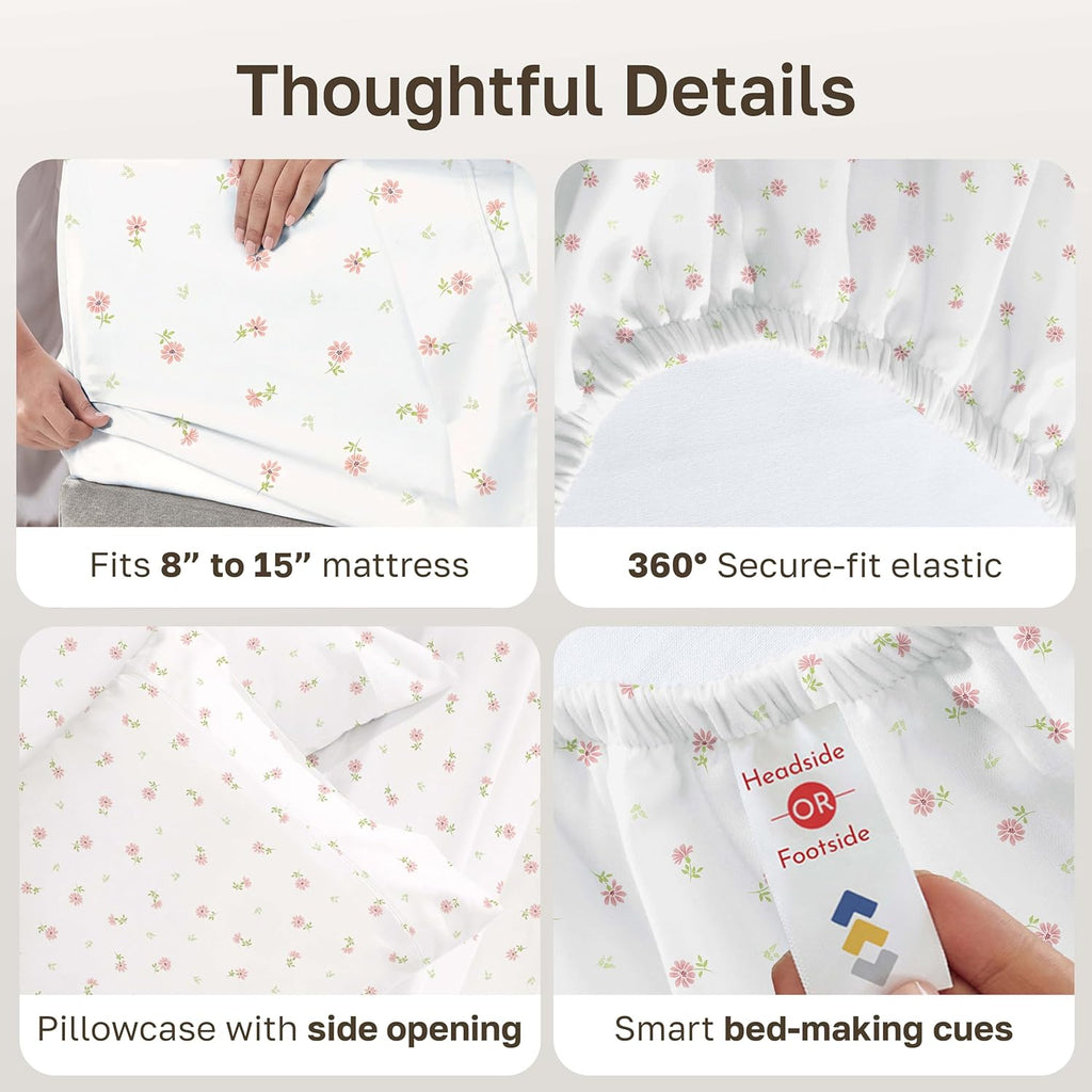 CaliforniaDesignDen California Design Den Soft 100% Cotton Twin Size Bed Sheets Set, 400 Thread Count Good Housekeeping Award Winner, Smoot…