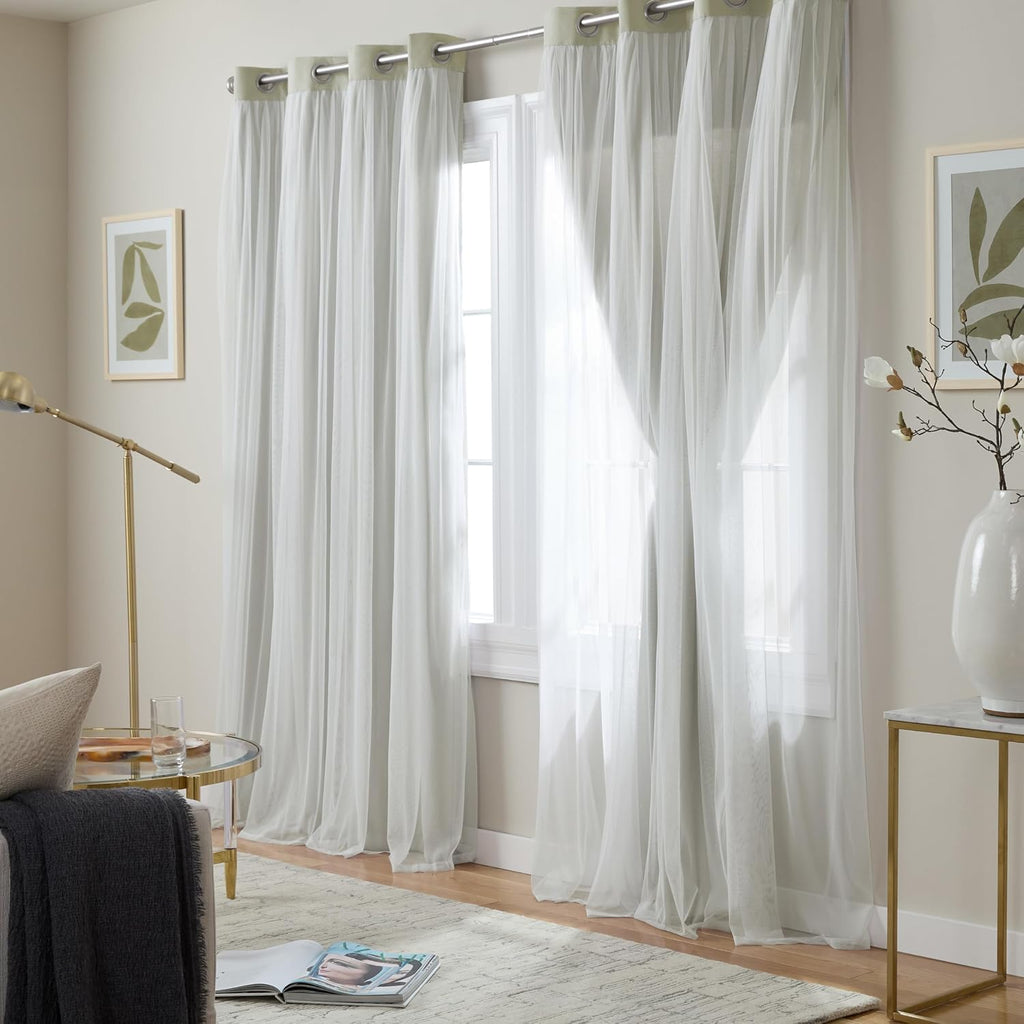 TOWN & COUNTRY LUXE Talia Double Layer Indoor Curtains, Sheer and Room Darkening Blackout, Grommet Top, Energy Efficient, 2-Pack Set…