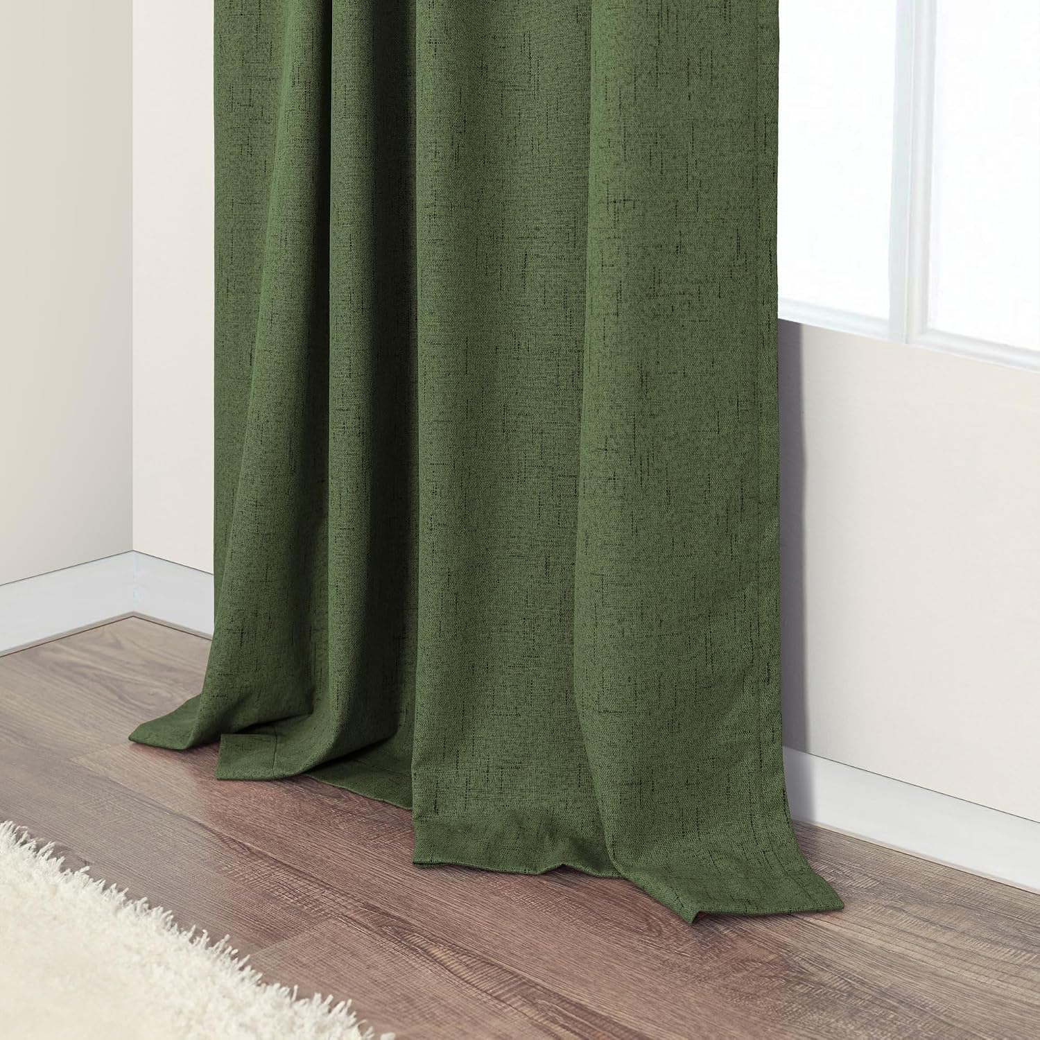 Pitalk Olive Green Blackout Curtains for Bedroom 96 Inches Long Floor Length 2 Panel Vintage Earth Tone Earthy Academia Dark Out Curtain fo…