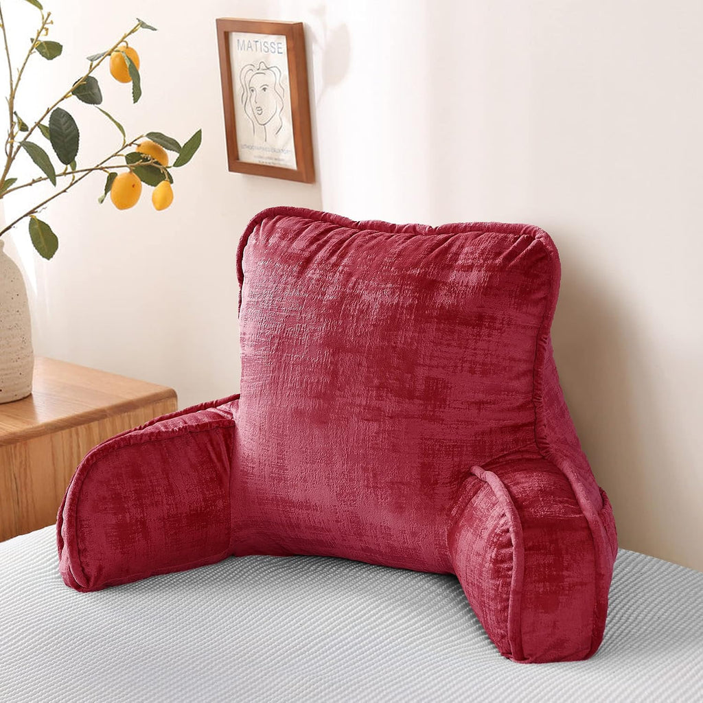 Bytide DIY Assembly Art Velvet Backrest Reading Bed Rest Pillow with Arms & Pockets, 18" H for Sitting in Bed Couch Sofa, Back Support Cush…