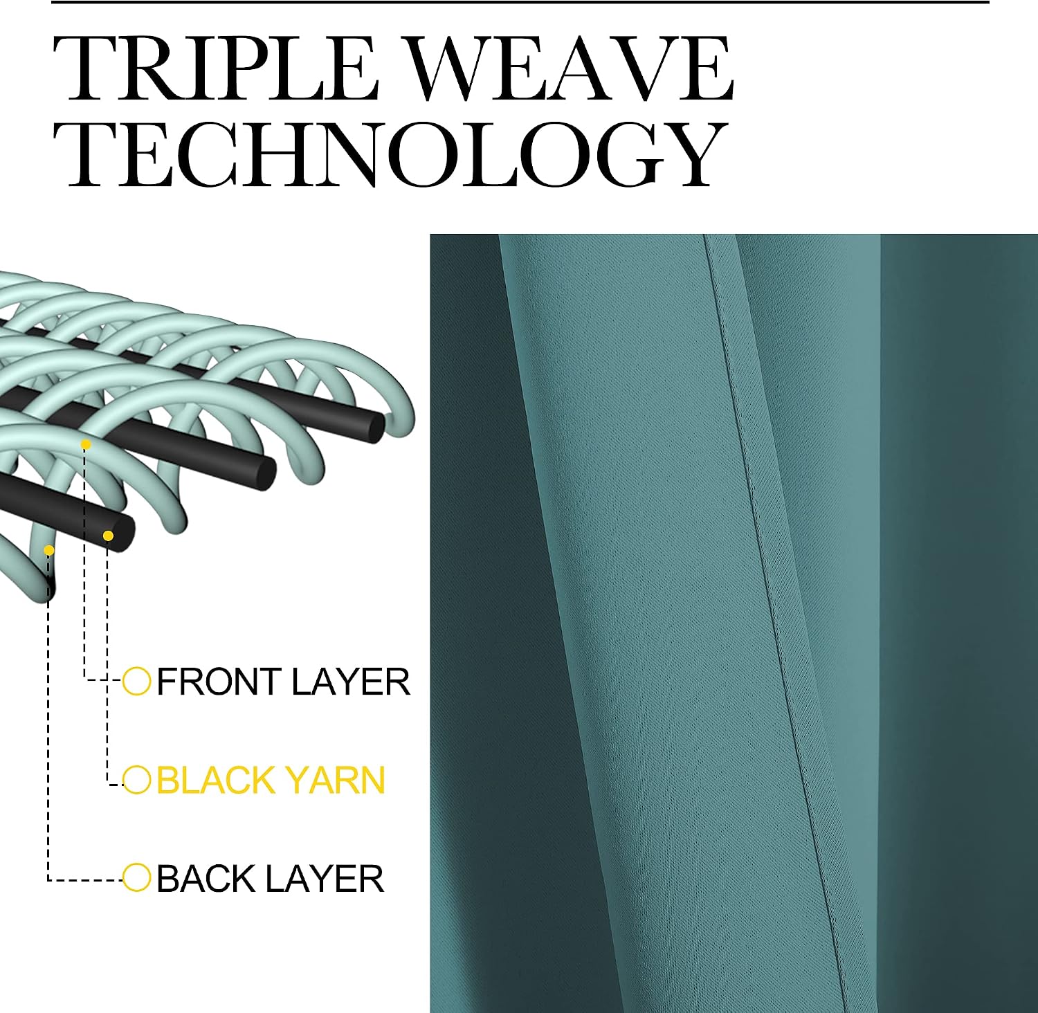NICETOWN Bedroom Curtain Panels Blackout Draperies, Thermal Insulated Solid Grommet Blackout Curtains/Drapes (Sea Teal, One Pair, 34 by…