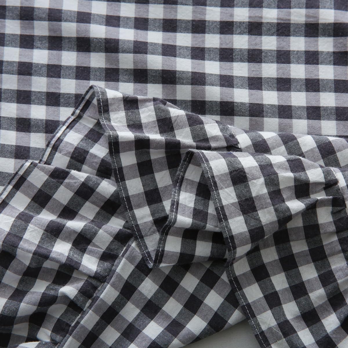 Mywinlle Black/White Plaid Ruffle Throw Pillow Covers Set of 2, Checkered Washed Cotton Gingham Decorative Pillow Shams Farmhouse Pillowcase…