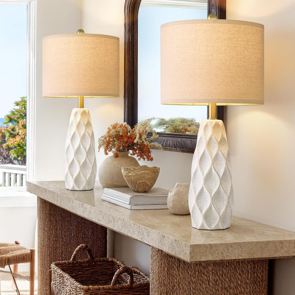 27.5" Ceramic Table Lamps for Living Room Bedroom Lamps Set of 2 Modern Boho Bedside Lamps Night Stands Farmhouse Vintage Large…