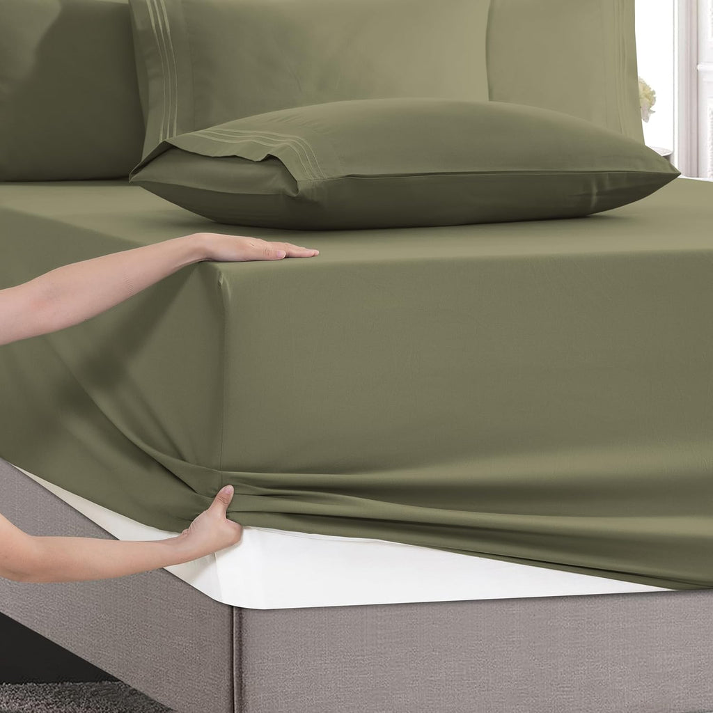 MocassiLuxuryBedding Mocassi Luxury 6-Piece Sheet Set, Ultra Soft 1800 Hotel Quality Microfiber Sheet Set, Fits Mattresses Up to 18 to 24 I…