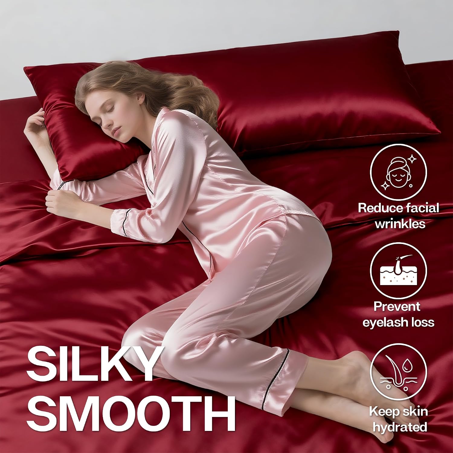 MR&HM Satin Body Pillow Cover, Soft and Breathable Body Pillow Case with Envelope Closure, Cooling and Silky Long Pillowcase for Hair and…