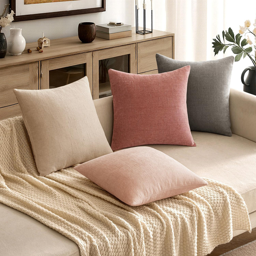MIULEE Pack of 2 Decorative Throw Pillow Covers Soft Chenille Throw Pillows Solid Textured Cushion Covers for Spring Valentine's Day…