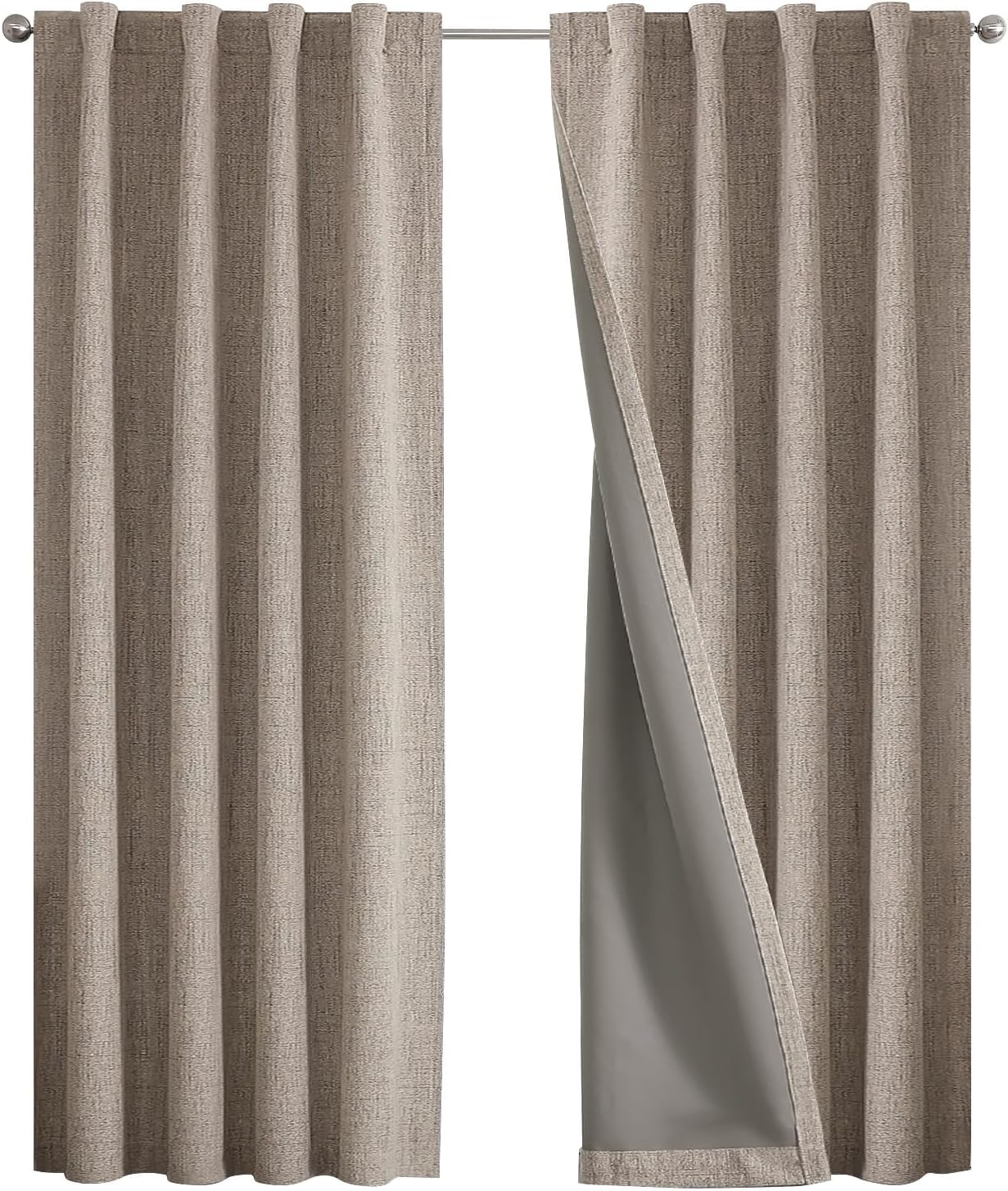 Joydeco Blackout Curtains for Bedroom - 100% Light Blocking 2 Panels Set Linen Drapes 42" W x 96" L, Thermal Insulated Room Darkening…