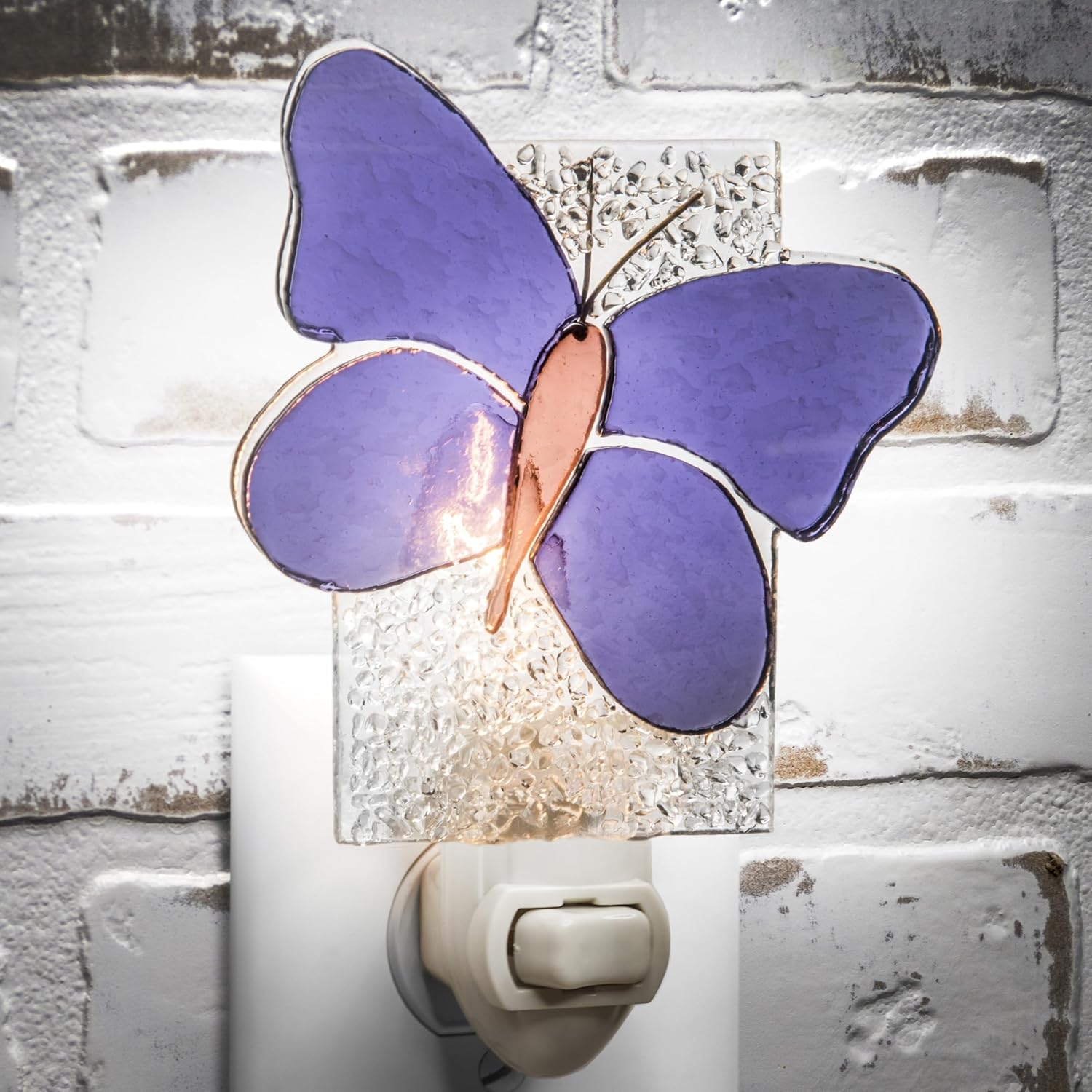 Butterfly Night Light Fused Stained Glass - Purple 4 Watt (Purple)