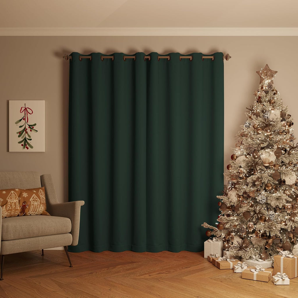 Sun Zero Nordic 2-Pack Theater Grade Noise Reducing Extreme 100% Blackout Grommet Curtain Panel Pair, 52" x 84", Evergreen