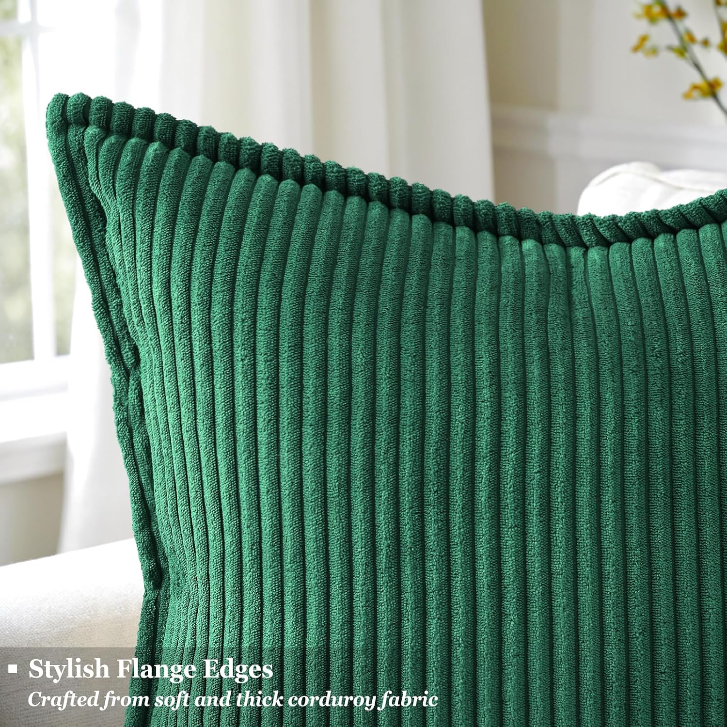 decorUhome Summer Corduroy Green Throw Pillow Covers 12x20 Set of 2 Decorative Soft Boho Farmhouse Lumbar Couch Pillow Covers for Living Ro…