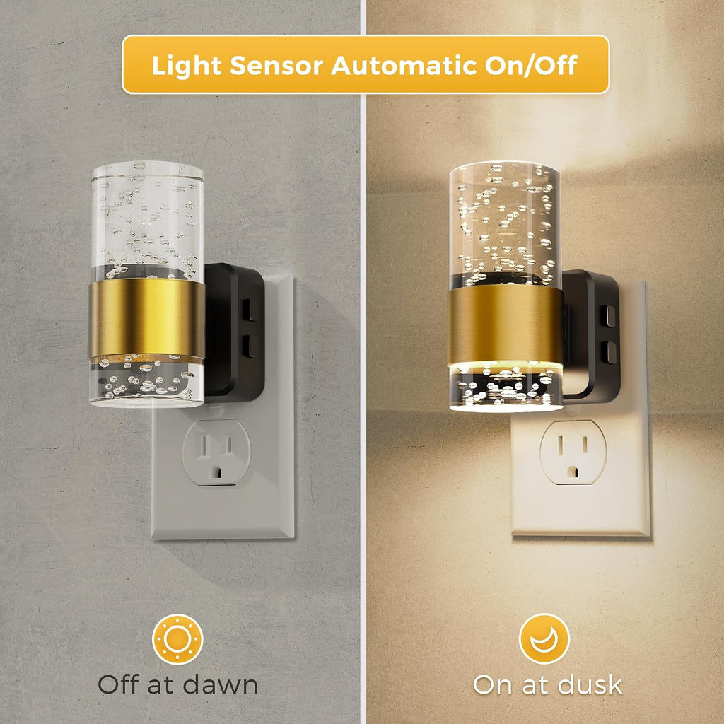 Night Lights Plug into Wall 2 Pack, Dimmable Night Light with Dusk-to-Dawn Light Sensor, Soft White/Cool White/Amber 3 Light Color…
