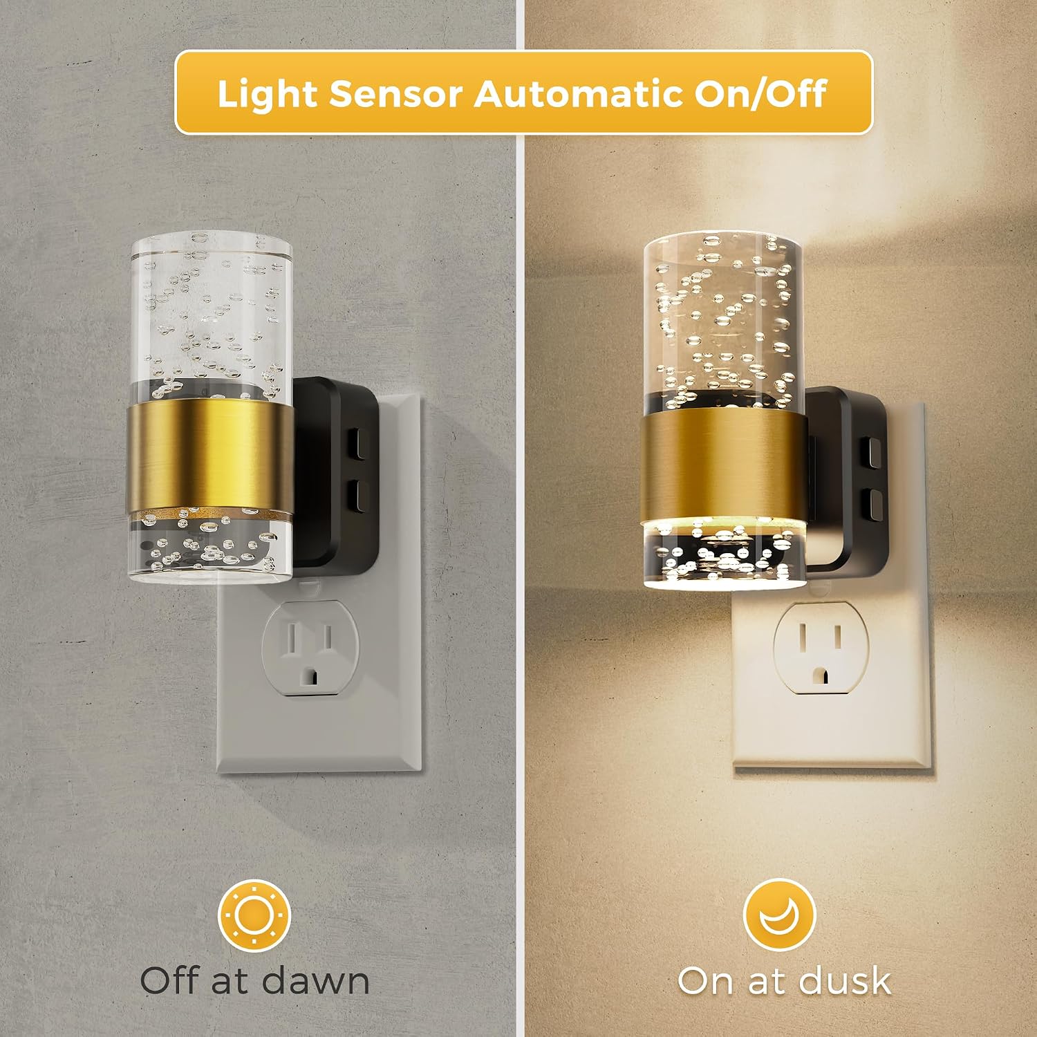 Night Lights Plug into Wall, Dimmable Night Light with Dusk-to-Dawn Light Sensor, Soft White/Cool White/Amber 3 Light Color, Adjustable…