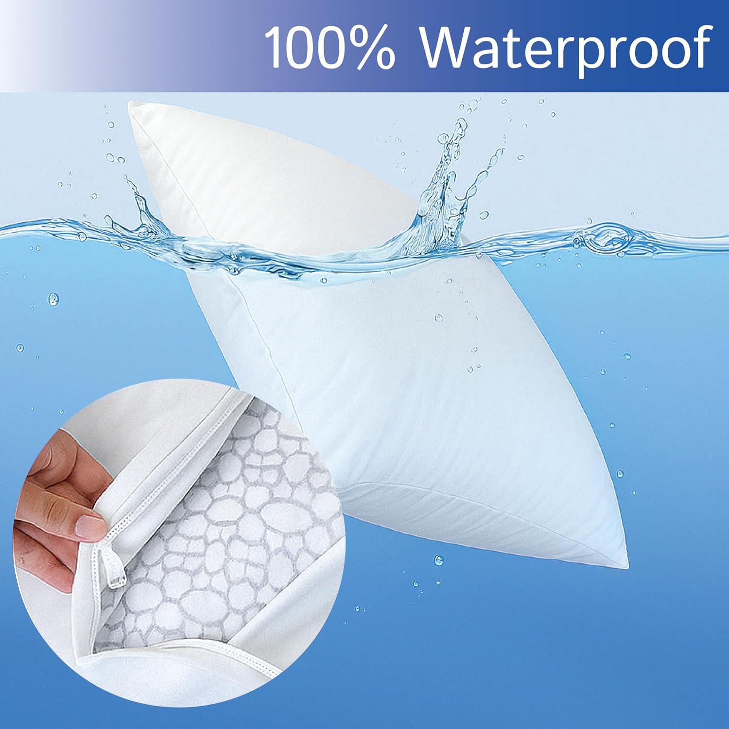 Euro Size Pillow Protectors (Set of 2) - European Square 26x26 Pillow Covers Waterproof Hypoallergenic Dust Proof Zippered Encasement