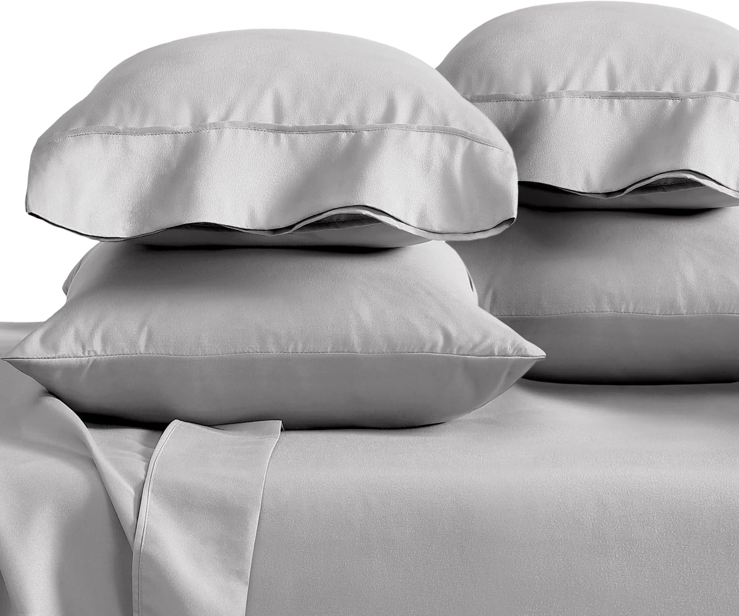 BareHome Bare Home Microfiber Bulk Pillow Cases - Standard/Queen Size Set of 4 - Cooling Pillowcases - Double Brushed - Light Grey Pillowca…