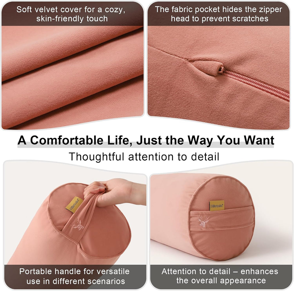 Body Pillow for Adults, Long Round Pillow, Big Cylindrical Pillow, Large Full Bolster Pillows for Side Sleepers (Blush Pink, 47.24"*7.87")