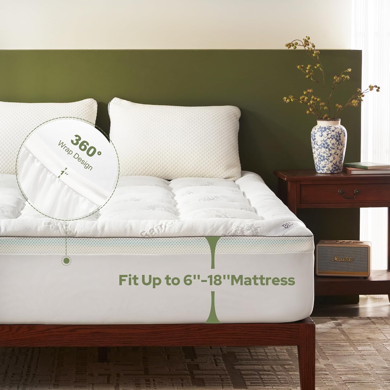 Bedlore 4 Inch Memory Foam Mattress Topper King,2-in-1 Dual Layer Design (2" Gel Memory Foam + 2" Plush Pillow Top Cover) Mattress Topper M…
