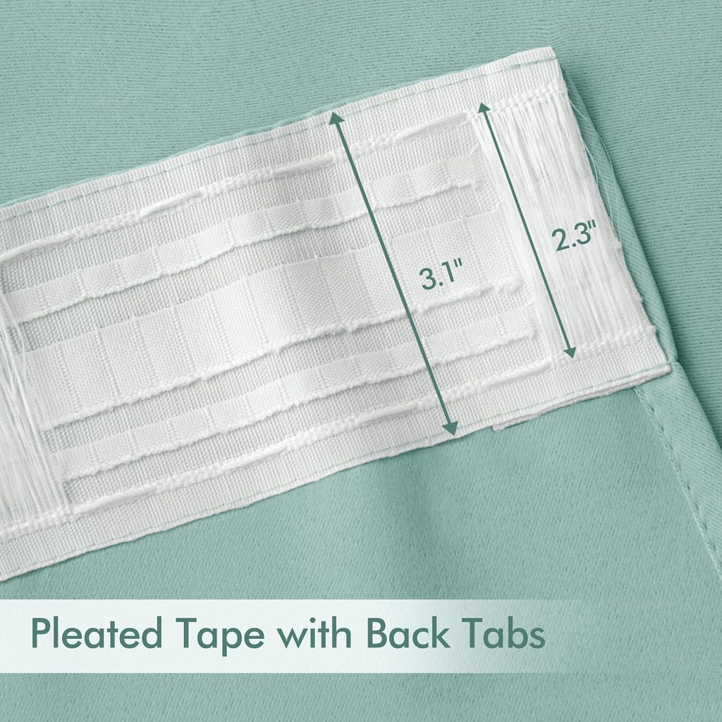 Miulee Aqua Back Tab Blackout Curtains 108 Inch Long 2 Panels Set for Bedroom, Rod Pocket/Pinch Pleat Extra Long Thermal Insulated Living R…
