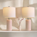 PoKat 20.75" Pink Ceramic Table Lamps Set of 2, Small Modern Bedroom Lamps for Girls Room, Bedside Lamps for Night Stands, Cute Lamps for…