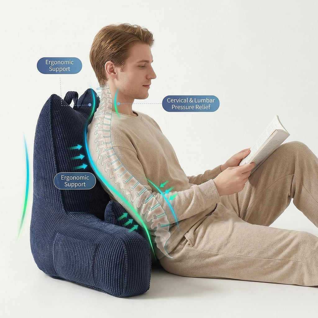 Ailuteie Patented Design Corduroy Sit Up Pillow for Bed with Arms, Reading Pillow for Adults with Extra Lumbar Pillow, Bed Rest Backrest fo…