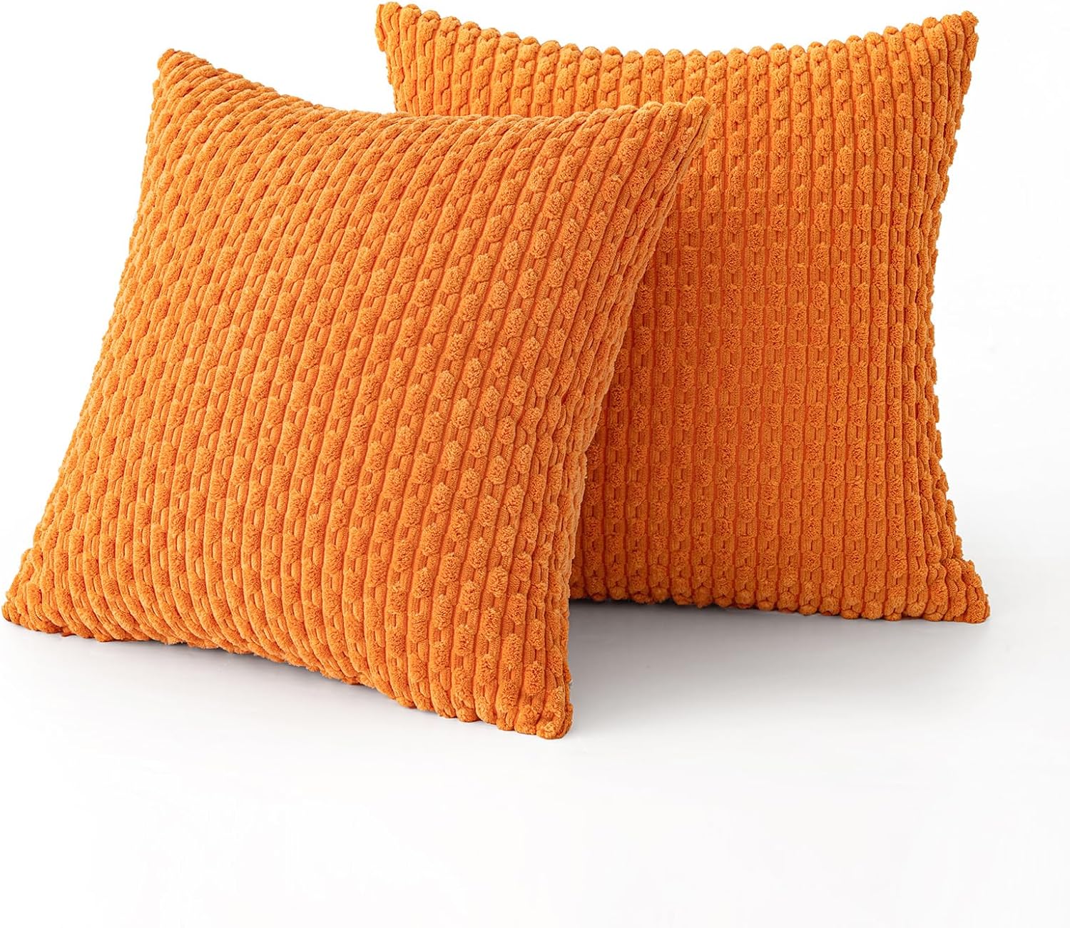 Miulee Orange Throw Pillow Covers Soft Corduroy Decorative Set of 2 Boho Striped Pillow Covers Pillowcases Farmhouse Home Decor for Hallowe…
