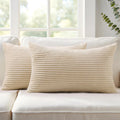 Mecatny Corduroy Summer Decorative Throw Pillow Covers 12x20 Set of 2 for Sofa Living Room, Soft Neutral Boho Couch Pillow Covers for…