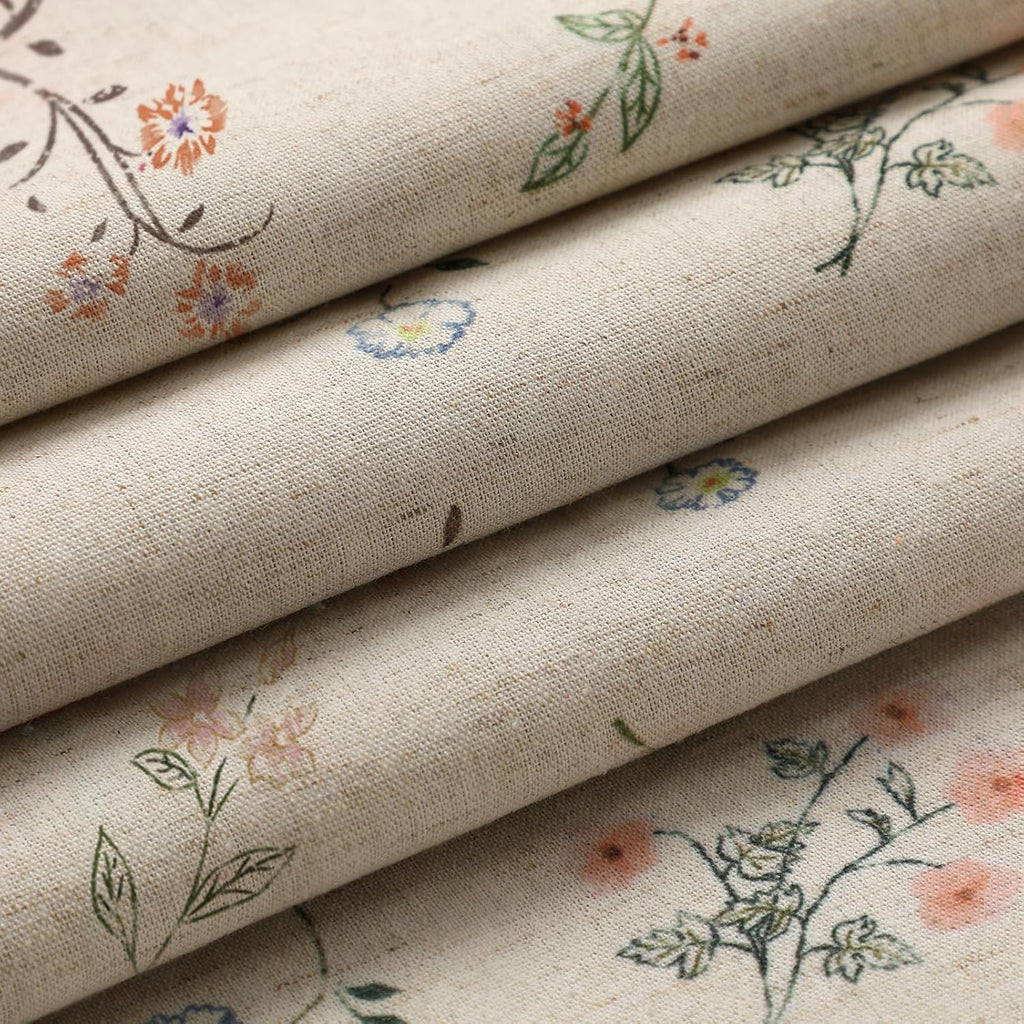 XOGUIBO Boho Floral 100% Blackout Curtains for Bedroom 84 Inch Length 2 Panels Set, Linen Texture Farmhouse Curtains Beige Tassel fo…