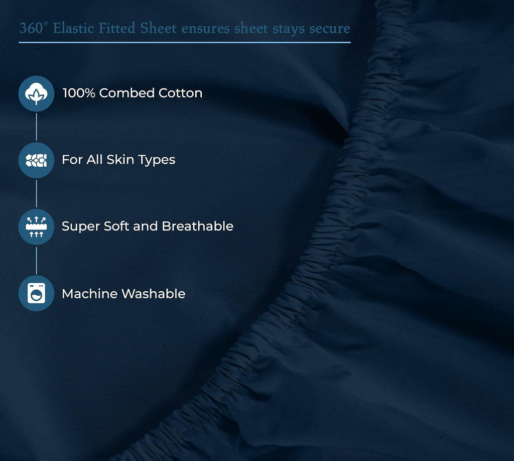 Royalelinens ROYALE LINENS 400 Thread Count 100% American Grown Cotton 4 Piece Sateen King Sheet Set - 1 Fitted Sheet, 1 Flat Sheet, 2 Pill…