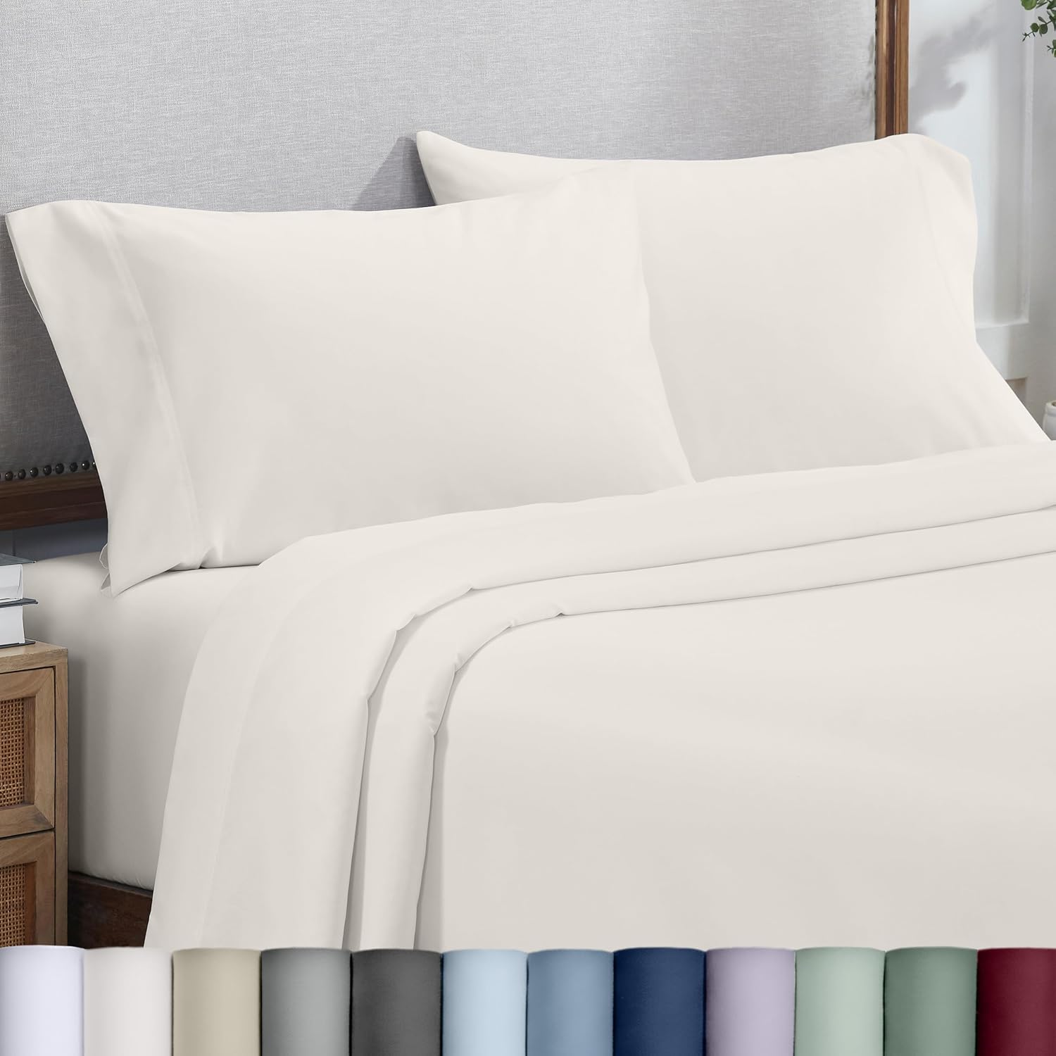 CaliforniaDesignDen California Design Den King Pillow Cases Set of 2-800 Thread Count Sateen, 100% Cotton Pillowcases, Fits King Size Pillo…