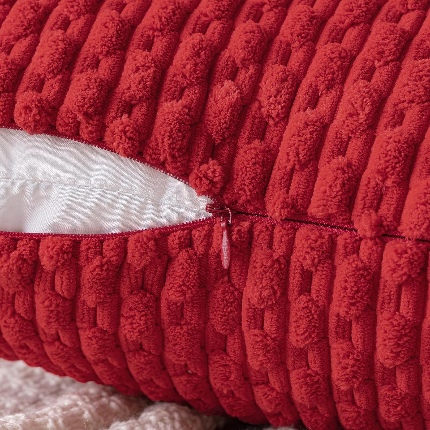 Miulee Red Throw Pillow Covers Soft Corduroy Decorative Set of 2 Boho Striped Pillow Covers Pillowcases Farmhouse Home Decor for Couch Bed…