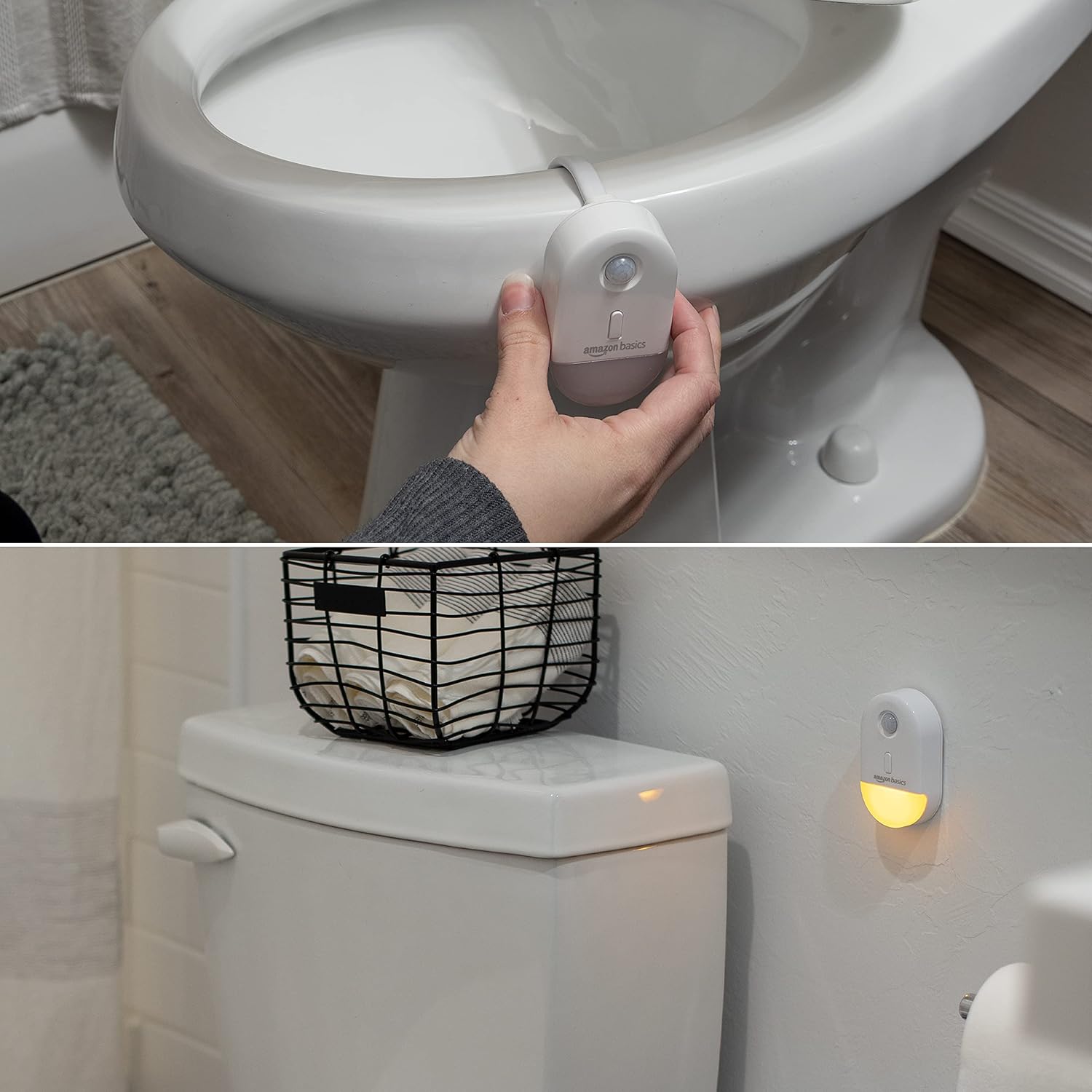Amazon Basics Color Changing LED Toilet Bowl Motion Sensor Light, Battery Operated, Auto-off After 60 Seconds, 15 ft Detection Range, 2…